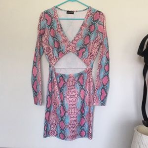 NWOT Snakeskin PrettyLittleThing Bodycon Dress